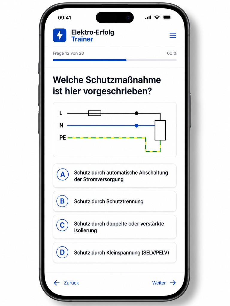 Elektro-Erfolg Trainer App – Quiz-Ansicht im Bundle