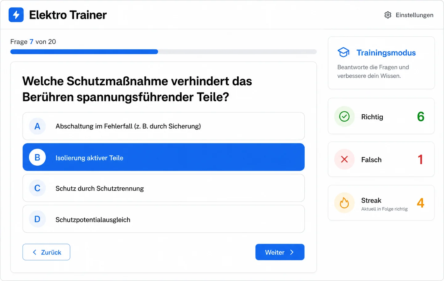 Elektro Trainer – LernApp für Zwischen- & Gesellenprüfung bis Meister